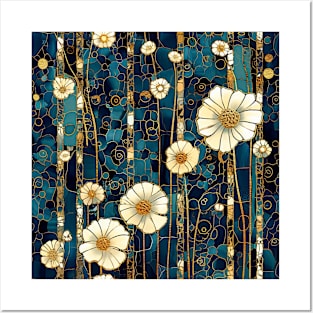 Gold Embossed Daisies Posters and Art